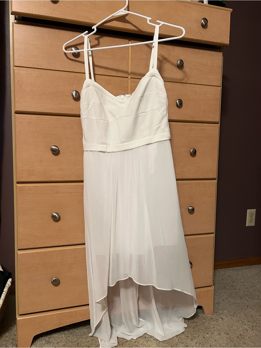 BCBGMaxAzria White High-Low Spaghetti Strap Dressi